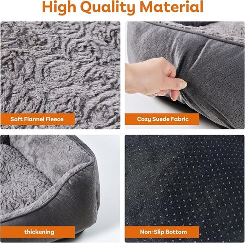 Dog Bed for Small Dogs Washable, Super Soft Durable Cat Bed, Warming Soft Calming Puppy Bed Pet Bed with Anti-Slip Bottom, Grey, 20 x 19 x 6inch in Saudi Arabia