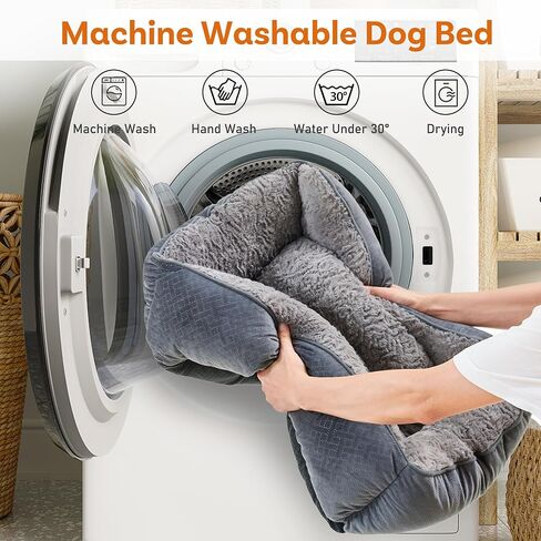 Dog Bed for Small Dogs Washable, Super Soft Durable Cat Bed, Warming Soft Calming Puppy Bed Pet Bed with Anti-Slip Bottom, Grey, 20 x 19 x 6inch in Saudi Arabia