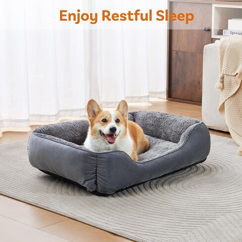 Dog Bed for Small Dogs Washable, Super Soft Durable Cat Bed, Warming Soft Calming Puppy Bed Pet Bed with Anti-Slip Bottom, Grey, 20 x 19 x 6inch in Saudi Arabia