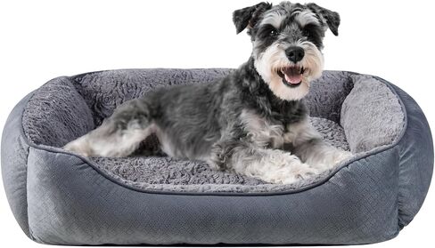 Dog Bed for Small Dogs Washable, Super Soft Durable Cat Bed, Warming Soft Calming Puppy Bed Pet Bed with Anti-Slip Bottom, Grey, 20 x 19 x 6inch in Saudi Arabia