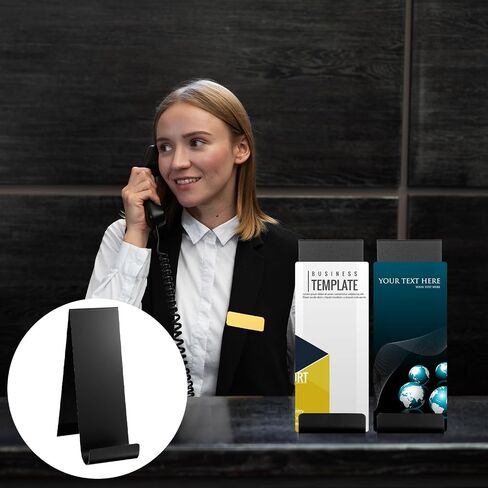 4 Pcs Metal Fancy Brochure Holder Display Flyer Brochure Holder Stand Table Vertical Countertop Literature Organizer for Booklets Pamphlet Magazine Menu Journals(Black) in Saudi Arabia