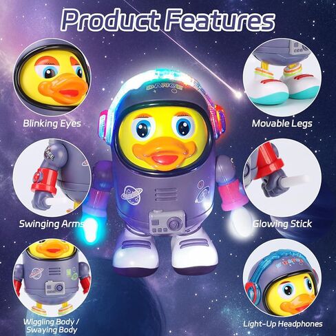 لعبة Dancing Space Duck Toy ، لعبة Duck Duck Dancing Interactive Toy ، Dancing Duck ، Sinting Singing Walking Duck Toys مع Music LED Lights for Kids Birthday Gifts in Saudi Arabia