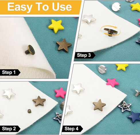 أزرار Uxcell Metal Star المسعيدات ، براميل النجمة برغي مسامير شرير ، مسامير جلدية معدنية للحرف الجلدية in Saudi Arabia