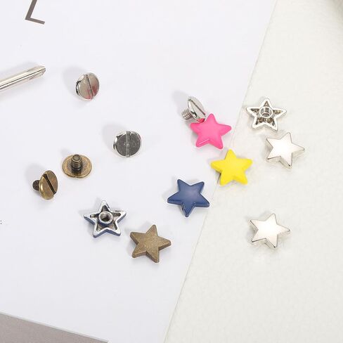 أزرار Uxcell Metal Star المسعيدات ، براميل النجمة برغي مسامير شرير ، مسامير جلدية معدنية للحرف الجلدية in Saudi Arabia