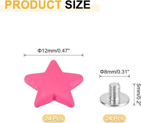 أزرار Uxcell Metal Star المسعيدات ، براميل النجمة برغي مسامير شرير ، مسامير جلدية معدنية للحرف الجلدية in Saudi Arabia