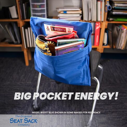 Seat Sack Student Chair Storage Pocket - 14", Single Pocket, Classroom Chair Organizer for Student Desks, Durable Over-the-Chair Storage, Black, 1-Pack in Saudi Arabia