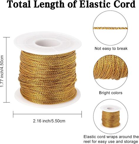 Metallic Cord 218 Yards 1mm Gold String Twine Metallic Tinsel Thin Ribbon Rope Silver Thread String for Crafts Bracelet Necklace Jewelry Making Gift Wrapping Christmas Ornaments Hanging Decor 2 Roll in Kuwait