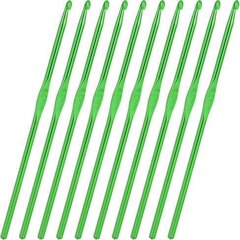 10 PCS Aluminium Crochet Hook 4mm US Size G (Size 6) Crochet Hook Teletles Teedles Metal Crochet Teedles letting letting for DIY Craft Yarn (Green) in Kuwait