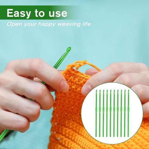 10 PCS Aluminium Crochet Hook 4mm US Size G (Size 6) Crochet Hook Teletles Teedles Metal Crochet Teedles letting letting for DIY Craft Yarn (Green) in Kuwait
