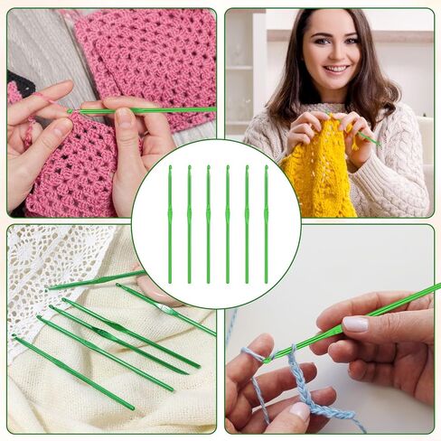 10 PCS Aluminium Crochet Hook 4mm US Size G (Size 6) Crochet Hook Teletles Teedles Metal Crochet Teedles letting letting for DIY Craft Yarn (Green) in Kuwait
