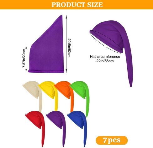 Halloween Christmas Dwarf Hats 7PCS Dwarf Cosplay Costume Hats Set Party Hats Multicolor in Saudi Arabia
