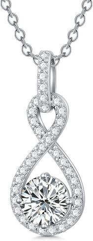 Moissanite Necklaces for Women Platinum Plated Silver 1 Carat Center Moissanite Halo Pendant Necklaces, 18''-20'' in Saudi Arabia