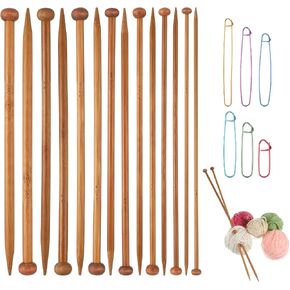 7 Pairs Bamboo Knitting Needles Wooden Long Straight Knitting Needles Single Point 4/5/6/7/8/9/10mm Large Straight Knittings Needle for Beginners Sweater Shawl Scarf in Saudi Arabia