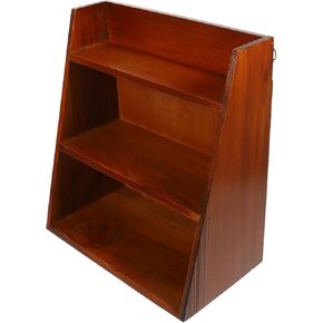 DeChous 3 Tier Vintage Display Shelf: Small Wooden Desktop Organizer Multi Storage - FreeStanding أو Wall Hanging for Home Office Desk Crystals Stone Organic in Kuwait