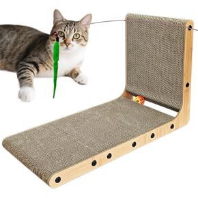L شكل Cat Scratcher ، Cardboard Cat Scratfer with ball toy ، catnip ، protected hearmate reparting pad cat cat cat pad ، furniture cat scratch for in indoor cats (20 incn) in Kuwait
