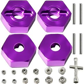 Aluminum 12mm Hex Wheel Hub with Flange M4 Nylon Lock Nut Cross Hex Wrench & M3 M4 Nylon Locknut for Traxxas Slash, Stampede Hsp Redcat Rc4wd Tamiya Axial SCX10 WLtoy 1/10 RC Car Truck Crawler Buggy in Saudi Arabia