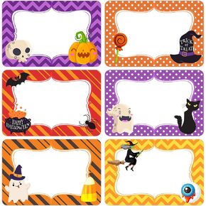 180 PCS Halloween Name Tag Stickers Gift Tags Stickers, Self Adhesive Halloween Pumpkin Ghost Gift Stickers Wrap Tags Name Stickers for Halloween Presents Holiday Decorations in Saudi Arabia