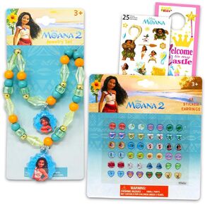 مجموعة مجوهرات ديزني موانا للفتيات ملحقات باقة مع قلادة ، أقراط ملصقات ، سوار ، المزيد | قلادة موانا وسوار in Kuwait