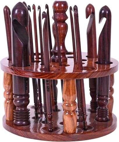 ArtsyCraftIn™ - Rosewood Jumbo Wooden Crochet Hooks Handmade 15 Sizes (Set 3.5 mm to 25 mm), Ergonomic Hooks for Arthritic Hands Yarn Craft,Knitting & Crocheting Needles | Only Crochets Hooks in Saudi Arabia