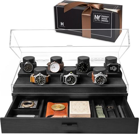 Elevate Your Watch Collection with The Watch Deck – Premium Watch Display Case for 4 Watches – Unique Valentine's Day Gift for Men – Wooden Mens Watch Box & Watch Case – Lifetime Assurance Included in Saudi Arabia