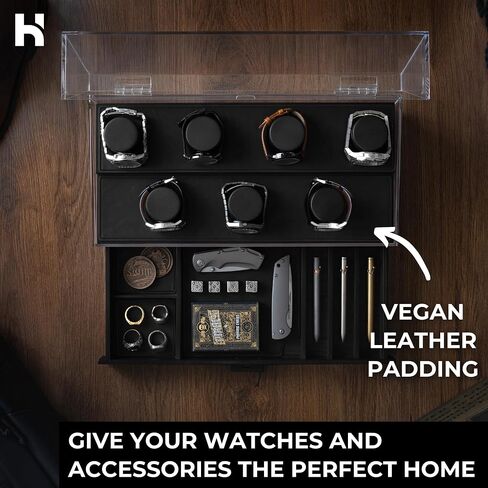 Elevate Your Watch Collection with The Watch Deck – Premium Watch Display Case for 4 Watches – Unique Valentine's Day Gift for Men – Wooden Mens Watch Box & Watch Case – Lifetime Assurance Included in Saudi Arabia
