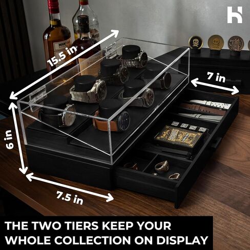 Elevate Your Watch Collection with The Watch Deck – Premium Watch Display Case for 4 Watches – Unique Valentine's Day Gift for Men – Wooden Mens Watch Box & Watch Case – Lifetime Assurance Included in Saudi Arabia