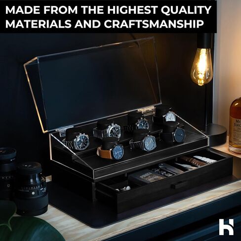 Elevate Your Watch Collection with The Watch Deck – Premium Watch Display Case for 4 Watches – Unique Valentine's Day Gift for Men – Wooden Mens Watch Box & Watch Case – Lifetime Assurance Included in Saudi Arabia