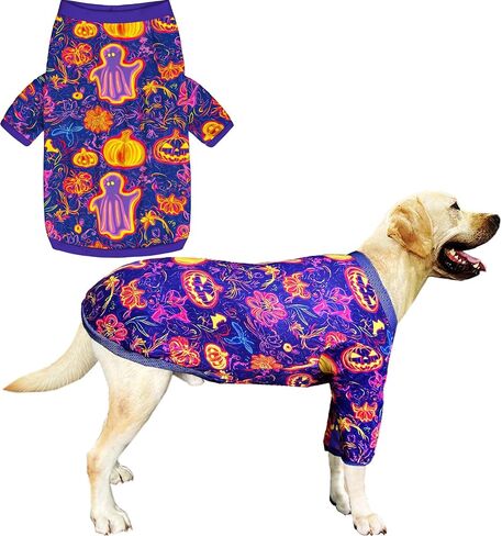 Dog Shirt for Large Dogs Neon Halloween Pumpkin Ghost Pajamas for Medium Large Dogs XL, Halloween in Kuwait