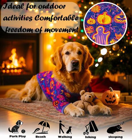 Dog Shirt for Large Dogs Neon Halloween Pumpkin Ghost Pajamas for Medium Large Dogs XL, Halloween in Kuwait