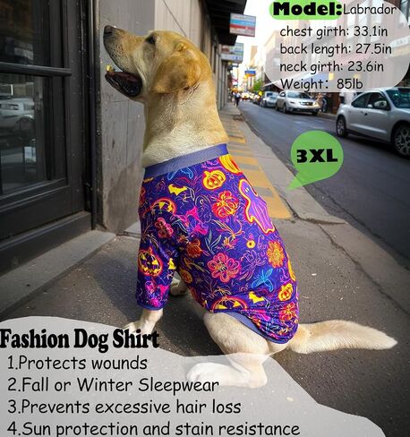Dog Shirt for Large Dogs Neon Halloween Pumpkin Ghost Pajamas for Medium Large Dogs XL, Halloween in Kuwait