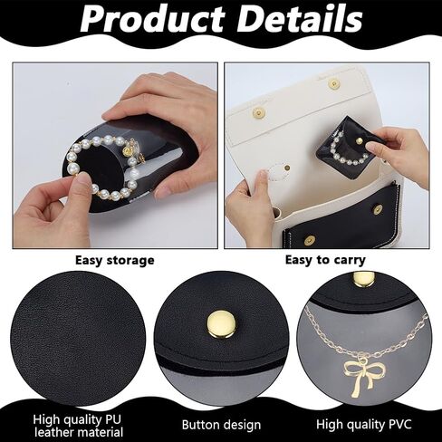 FINGERINSPIRE 8 Pcs Clear Small Jewelry Pouches 3.15x3.15inch White Square PU Leather and PVC Gift Bags with Snap Button for Earrings, Bracelets, and Jewelry Packaging for Sellers and Gift Givers in Saudi Arabia