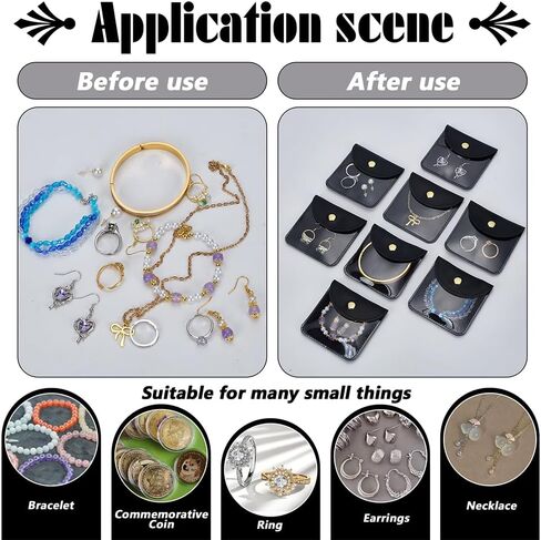 FINGERINSPIRE 8 Pcs Clear Small Jewelry Pouches 3.15x3.15inch White Square PU Leather and PVC Gift Bags with Snap Button for Earrings, Bracelets, and Jewelry Packaging for Sellers and Gift Givers in Saudi Arabia
