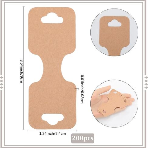 SOFPLATE 200Pcs Jewelry Display Cards Bracelet Card Holder Fold Over Paper Rectangle 3.54 x 1.34 Inch Burlywood Personalized Hanging Cardboard Tags for Selling Jewelry Necklaces Bracelets Packaging in Saudi Arabia