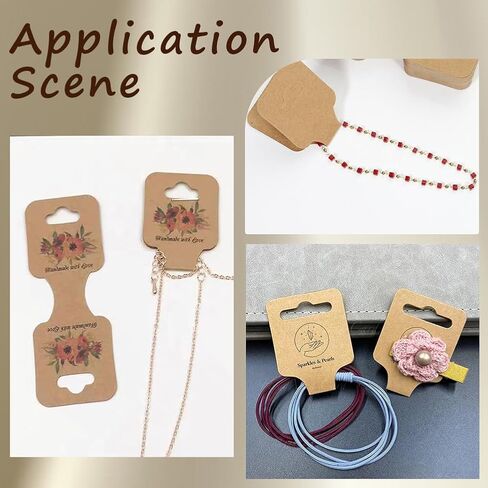 SOFPLATE 200Pcs Jewelry Display Cards Bracelet Card Holder Fold Over Paper Rectangle 3.54 x 1.34 Inch Burlywood Personalized Hanging Cardboard Tags for Selling Jewelry Necklaces Bracelets Packaging in Saudi Arabia