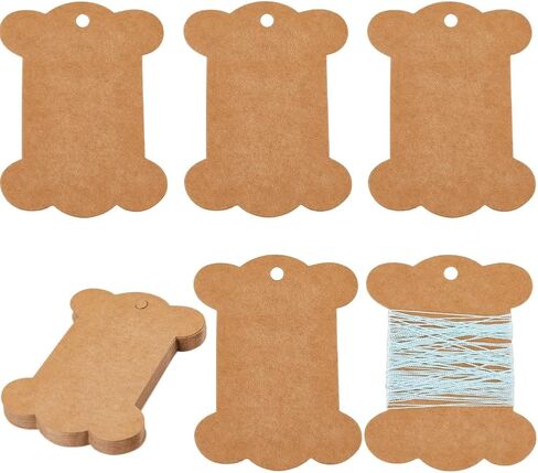SUNNYCLUE 80Pcs Embroidery Thread Cardboard Bobbins Floss Bobbin Holder Kraft Paper Spool Camel Thick Cardboard Ribbon Storage Thread Wrapping Cards for Thread Cross Stitch Craft DIY Sewing Storage in Saudi Arabia