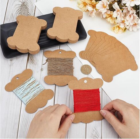 SUNNYCLUE 80Pcs Embroidery Thread Cardboard Bobbins Floss Bobbin Holder Kraft Paper Spool Camel Thick Cardboard Ribbon Storage Thread Wrapping Cards for Thread Cross Stitch Craft DIY Sewing Storage in Saudi Arabia