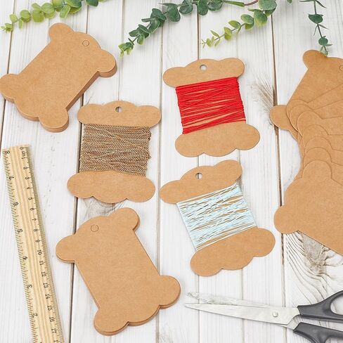 SUNNYCLUE 80Pcs Embroidery Thread Cardboard Bobbins Floss Bobbin Holder Kraft Paper Spool Camel Thick Cardboard Ribbon Storage Thread Wrapping Cards for Thread Cross Stitch Craft DIY Sewing Storage in Saudi Arabia