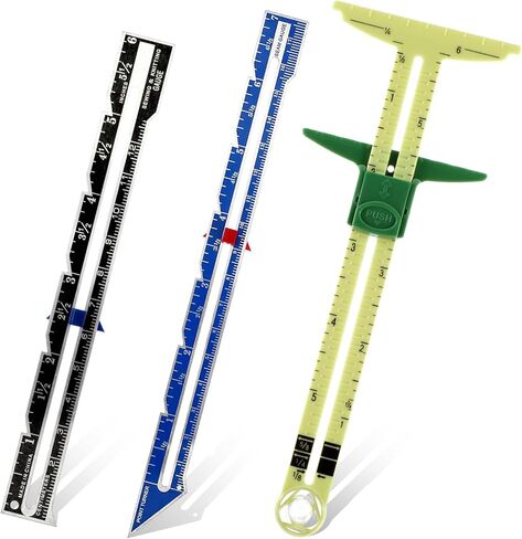 3 PCS Sewing Gauges, Seam Gauge for Sewings Measuring Tools Sliding Gauge Ruler, 5-in-1 T-Shaped Seam Guide Ruler, Sewing-Gauges with Sliding Marker for Knitting Crafting Sewing Beginner Supplies in Kuwait