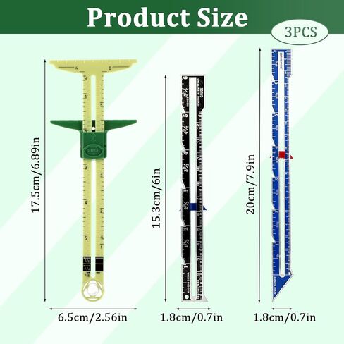 3 PCS Sewing Gauges, Seam Gauge for Sewings Measuring Tools Sliding Gauge Ruler, 5-in-1 T-Shaped Seam Guide Ruler, Sewing-Gauges with Sliding Marker for Knitting Crafting Sewing Beginner Supplies in Kuwait
