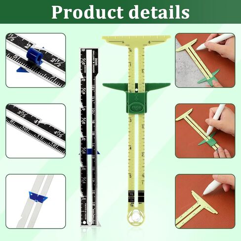 3 PCS Sewing Gauges, Seam Gauge for Sewings Measuring Tools Sliding Gauge Ruler, 5-in-1 T-Shaped Seam Guide Ruler, Sewing-Gauges with Sliding Marker for Knitting Crafting Sewing Beginner Supplies in Kuwait