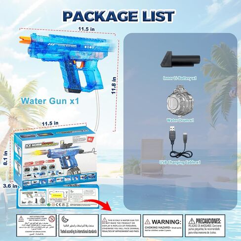 Electric Water Gun Automatic Squirt Gun for Kids & Adults 800CC High Capacity 32FT Long Range Dual-Mode Auto-Refill System for Pool & Beach Indoor & Outdoor Water Guns Play(Blue) in Saudi Arabia
