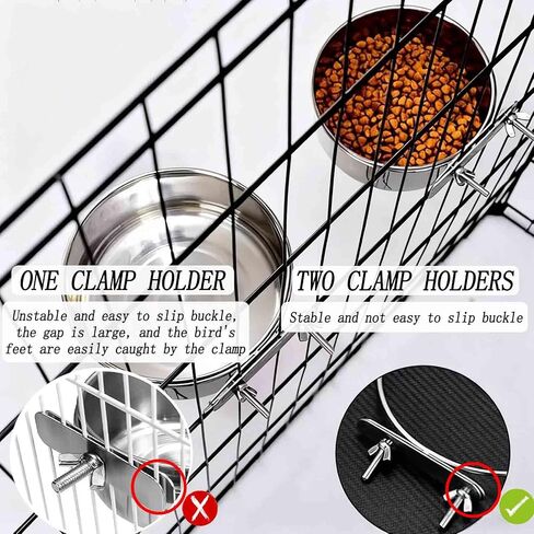 2 PCS الفولاذ المقاوم للصدأ طعام الطيور الأوعية الماء ، وأكواب الأطباق الببغاء مع ألعاب كرة الطيور ذات الحامل المشبك لشينشيلا ، كوكاتييل ، كونور ، الببغاء ، الببغاء ، طيور الحب ، الحيوانات الصغيرة (صغيرة) in Kuwait