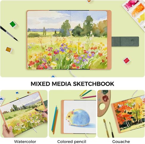 Watercolor Sketchbook,8.2 x 5.5 inch,20 Sheets Hot Press 100% Cotton 300 GSM 140lb,A5 Watercolor Paper for Art Painting, Drawing, Mixed Media in Kuwait