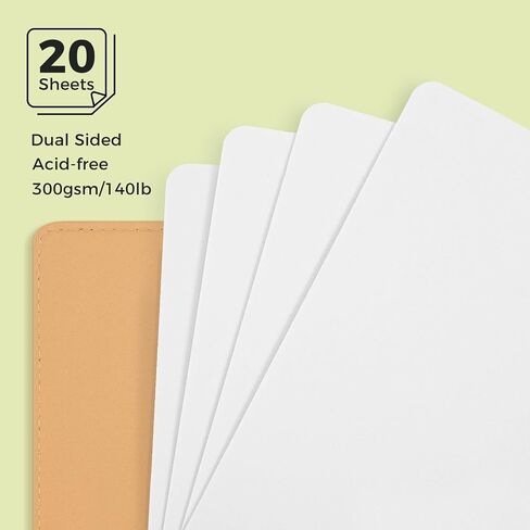 Watercolor Sketchbook,8.2 x 5.5 inch,20 Sheets Hot Press 100% Cotton 300 GSM 140lb,A5 Watercolor Paper for Art Painting, Drawing, Mixed Media in Kuwait