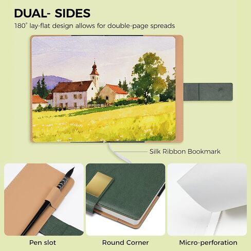 Watercolor Sketchbook,8.2 x 5.5 inch,20 Sheets Hot Press 100% Cotton 300 GSM 140lb,A5 Watercolor Paper for Art Painting, Drawing, Mixed Media in Kuwait