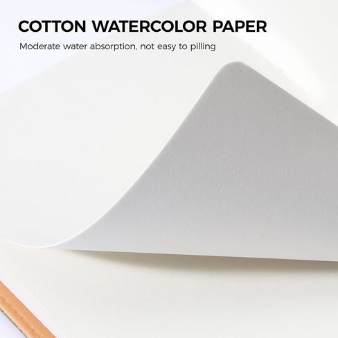 Watercolor Sketchbook,8.2 x 5.5 inch,20 Sheets Hot Press 100% Cotton 300 GSM 140lb,A5 Watercolor Paper for Art Painting, Drawing, Mixed Media in Kuwait
