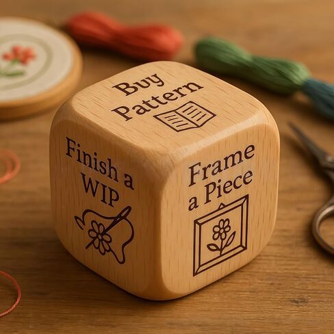 Quilter’s Dice, Baking/Party/Knitting/Sewing/Embroidery Activity Dice, Handmade Wooden Decision Dices with 6 Engraved Tasks, Fun Practical Tool Engraved Prompts (1, Baking) in Saudi Arabia
