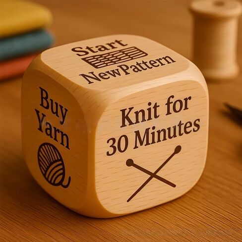 Quilter’s Dice, Baking/Party/Knitting/Sewing/Embroidery Activity Dice, Handmade Wooden Decision Dices with 6 Engraved Tasks, Fun Practical Tool Engraved Prompts (1, Baking) in Saudi Arabia