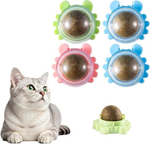 Catnip Toys 4 Pack Catnip Balls Catnip Wall Ball 360° Rotatable Chewing Teeth Cleaning Edible Cat Interactive Toys Indoor Play with Cats Wall Anxiety Relief Cat Chew Ball in Saudi Arabia