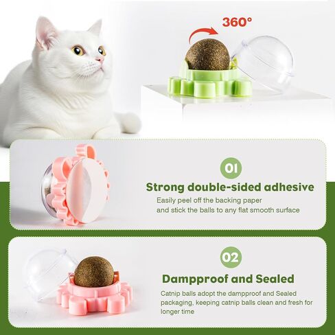Catnip Toys 4 Pack Catnip Balls Catnip Wall Ball 360° Rotatable Chewing Teeth Cleaning Edible Cat Interactive Toys Indoor Play with Cats Wall Anxiety Relief Cat Chew Ball in Saudi Arabia